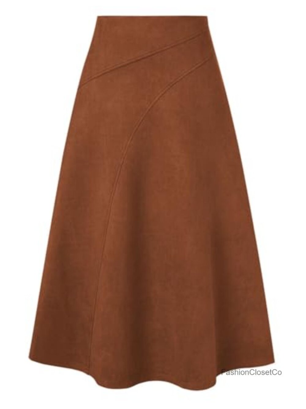 Faux Suede High Waist A-Line Midi Skirt for Fall Winter